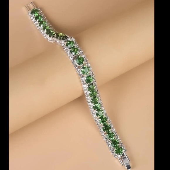 Swarovski Elements Light Green Tennis Bracelet - Picture 4 of 7